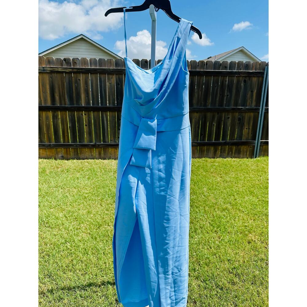 Alex Marie Womens Light Blue Wide Leg One Shoulder Spa Aliza Jumpsuit Size 6 NWT - Picture 2 of 5